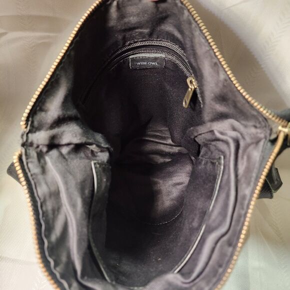 Wise Owl Leather Crossbody Bag Purse Black Travel Business Work Casual - Picture 8 of 15